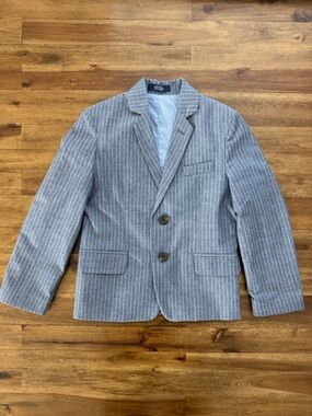 Izod Boys Striped Two Button Blazer Light Blue White Stripe 5 Classic Preppy